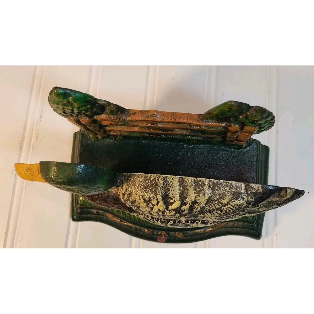 Vintage Wright Studios Cast Iron Mallard Duck Napkin & Letter Holder Home Decor
